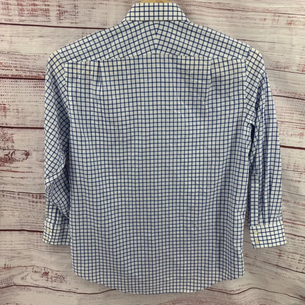 Charles Tyrwhitt Dress Shirt  Mens XL 17/35 Non Iron Blue White Tattersall Check